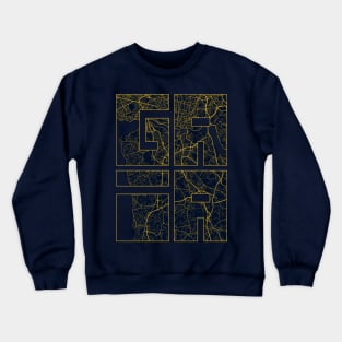 Vila Nova de Gaia, Portugal City Map Typography - Gold Art Deco Crewneck Sweatshirt